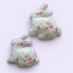 Lillian August White Bunny Decorative Throw Pillow Floral Vintage Spring Easter